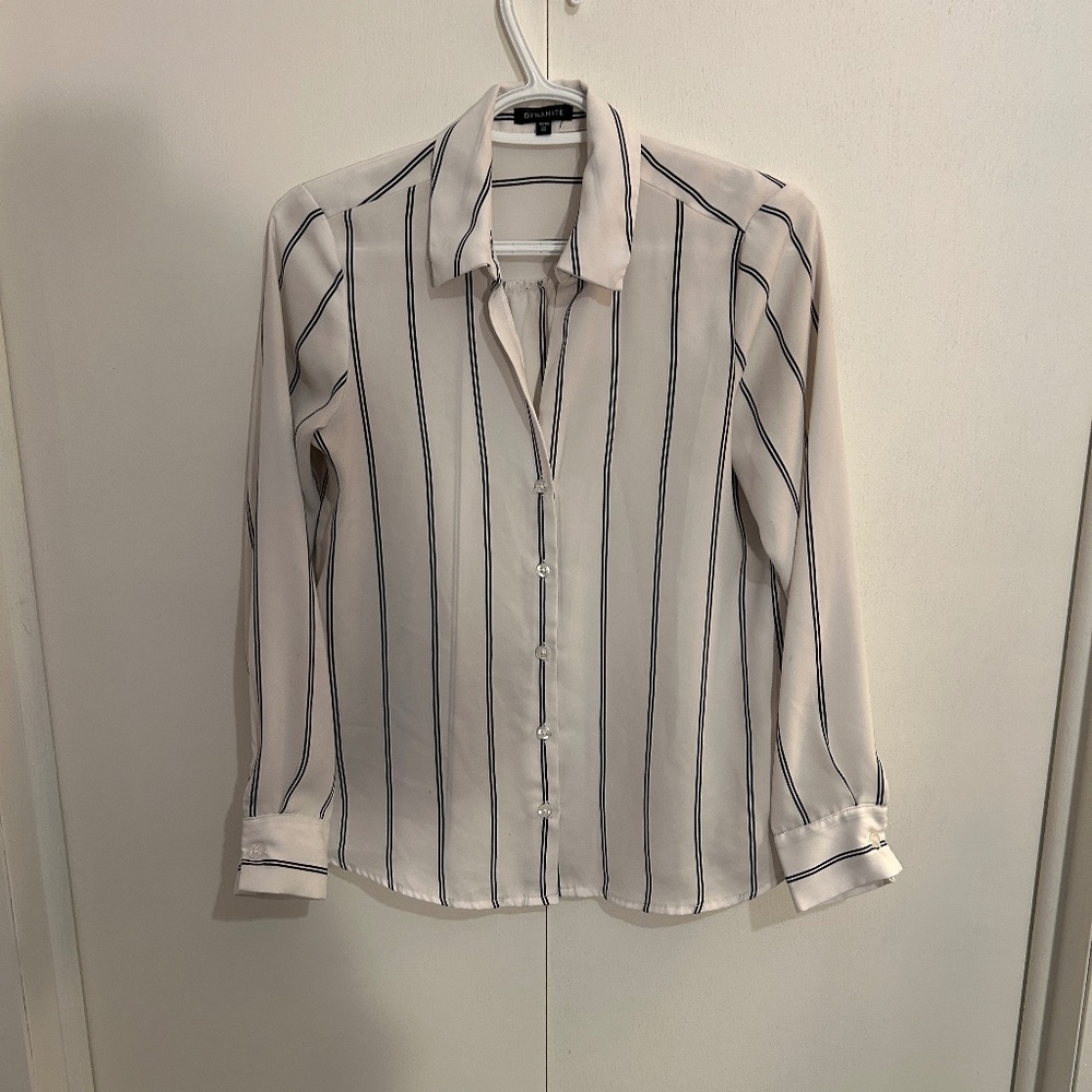 Dynamite Long-sleeved, button-front striped shirt Size XS